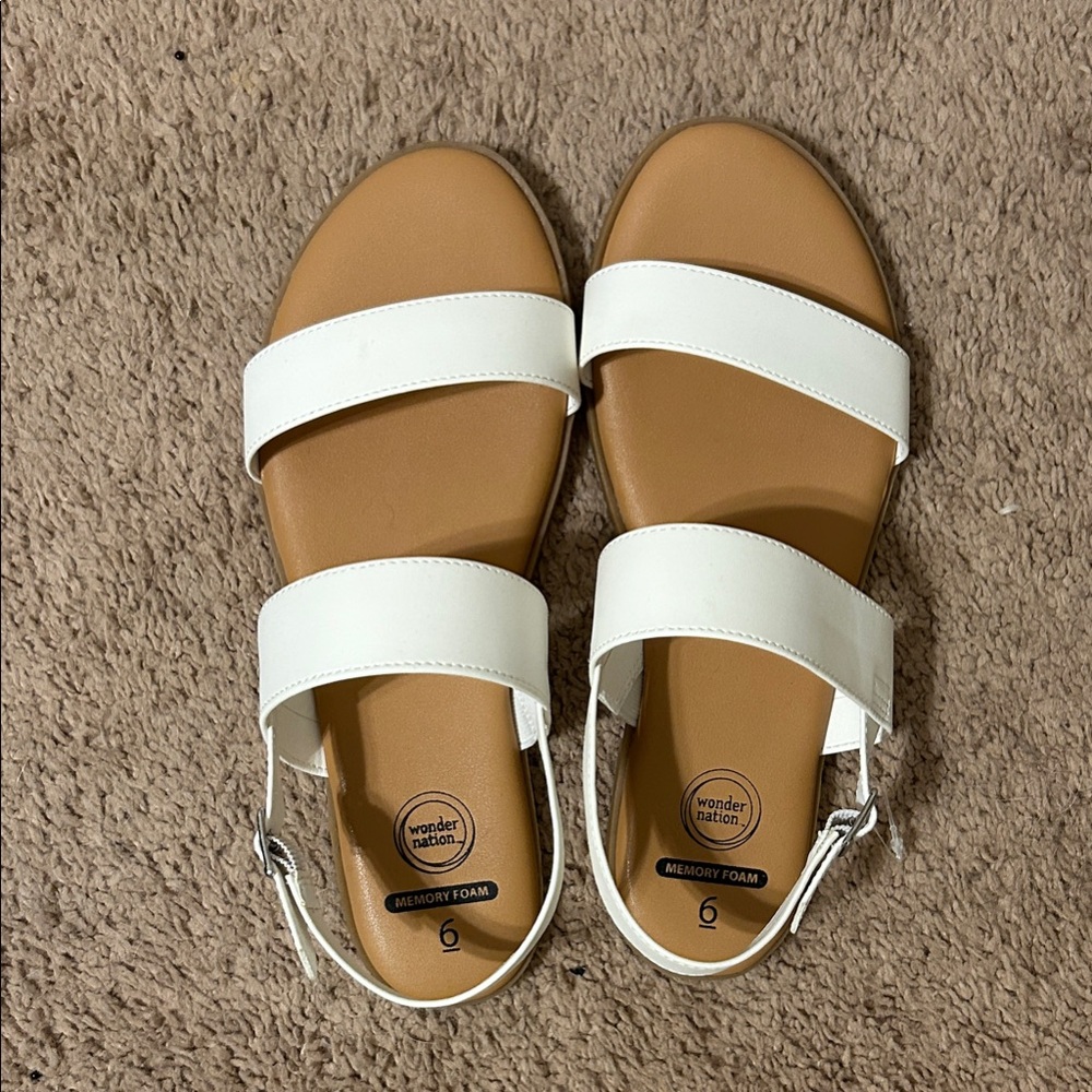 Wonder Nation Women's White Strap Sandals